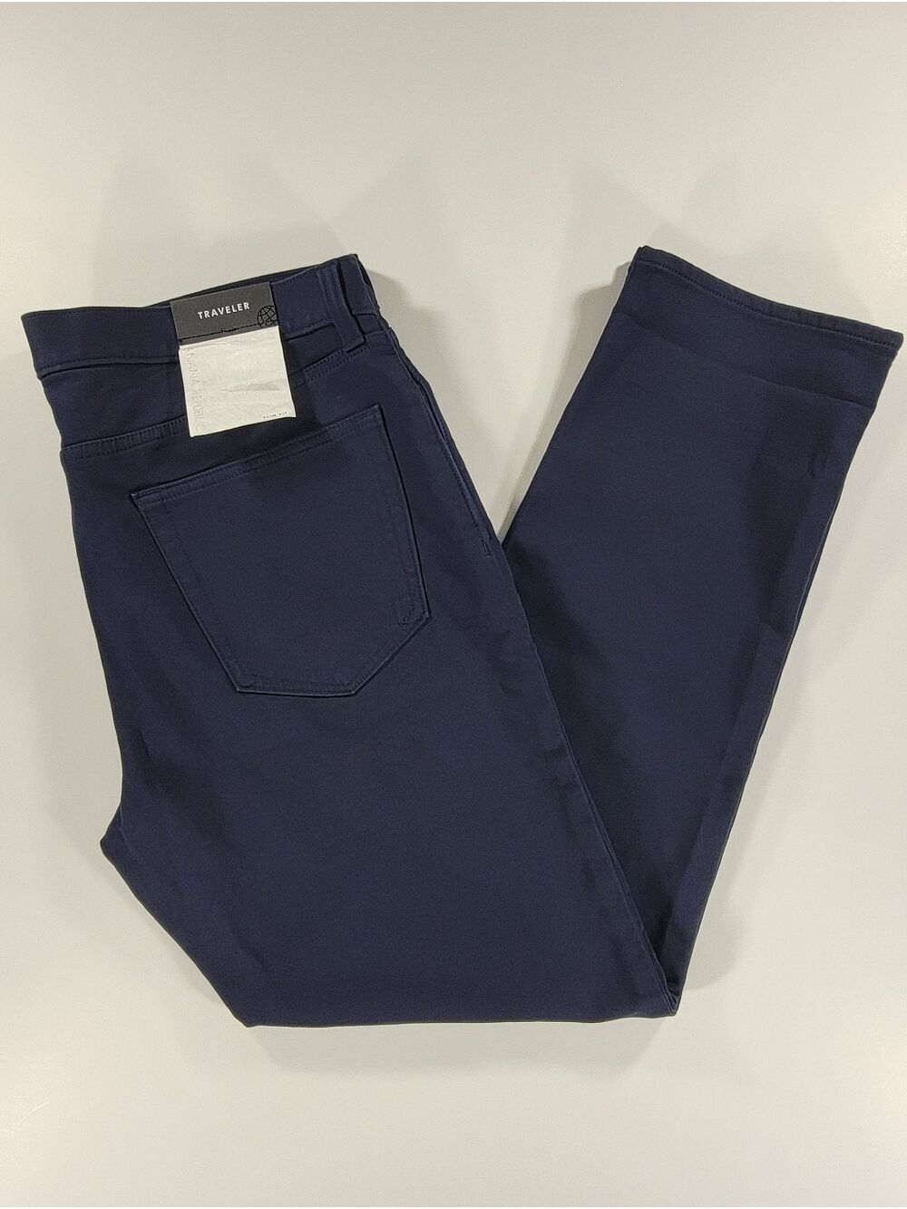 NEW Banana Republic Slim Fit Cotton Traveler Pant Stetch Navy Blue 36x30